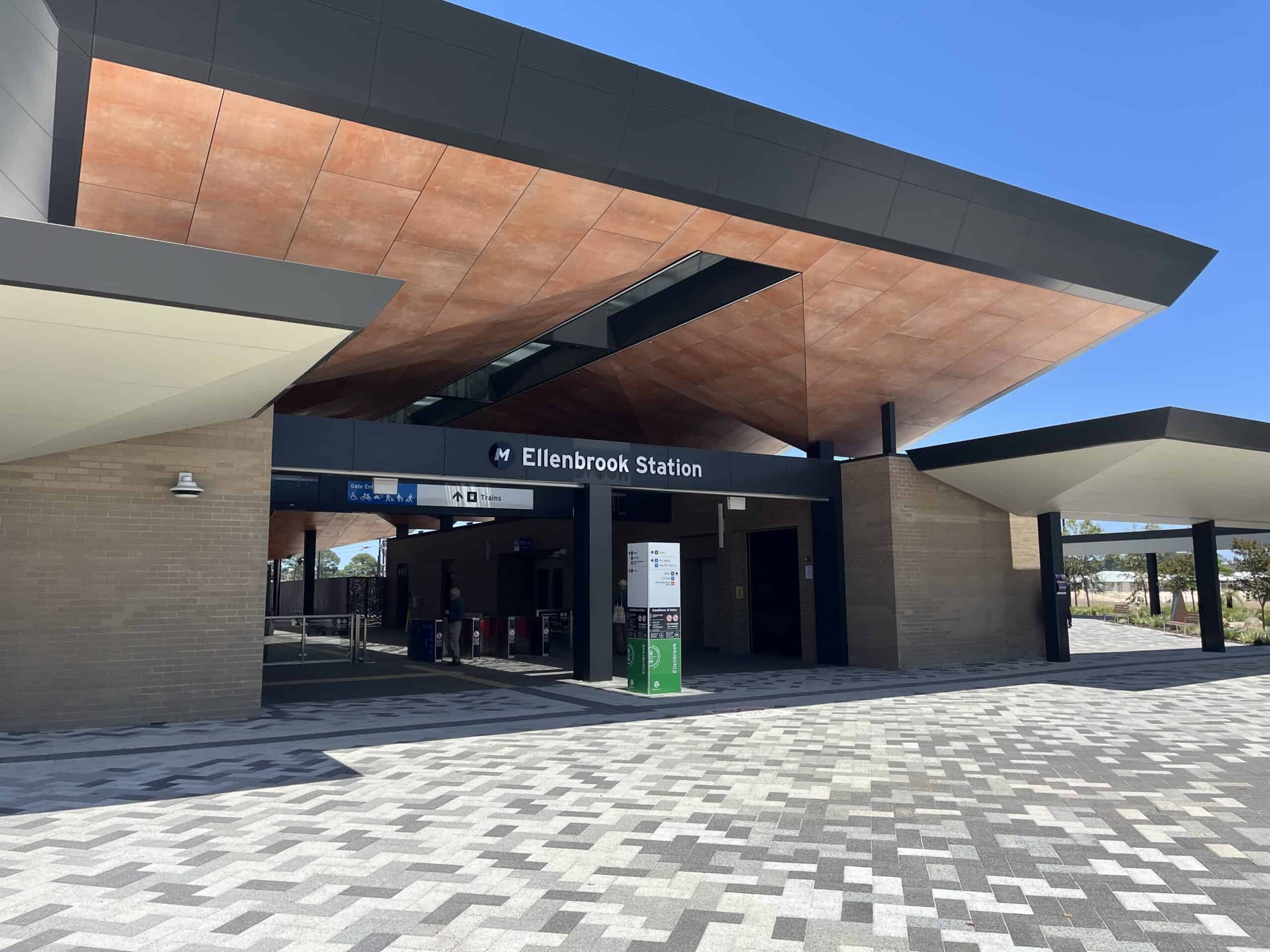 Ellenbrook Station entrance and signage, Ellenbrook WA