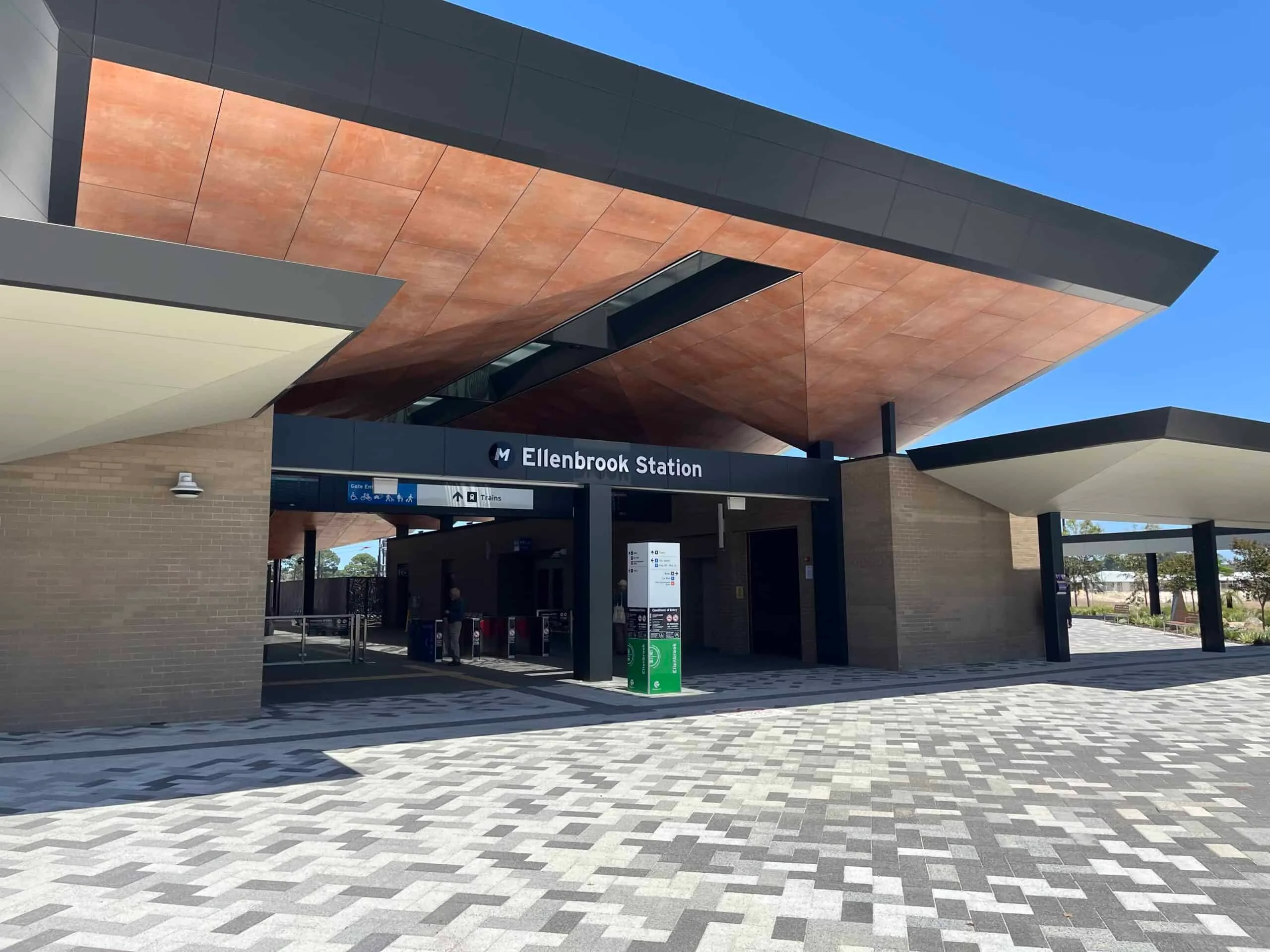 Ellenbrook Station entrance and signage, Ellenbrook WA